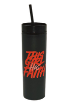 Load image into Gallery viewer, This Girl Has Faith 16oz Tumbler | Black/Red