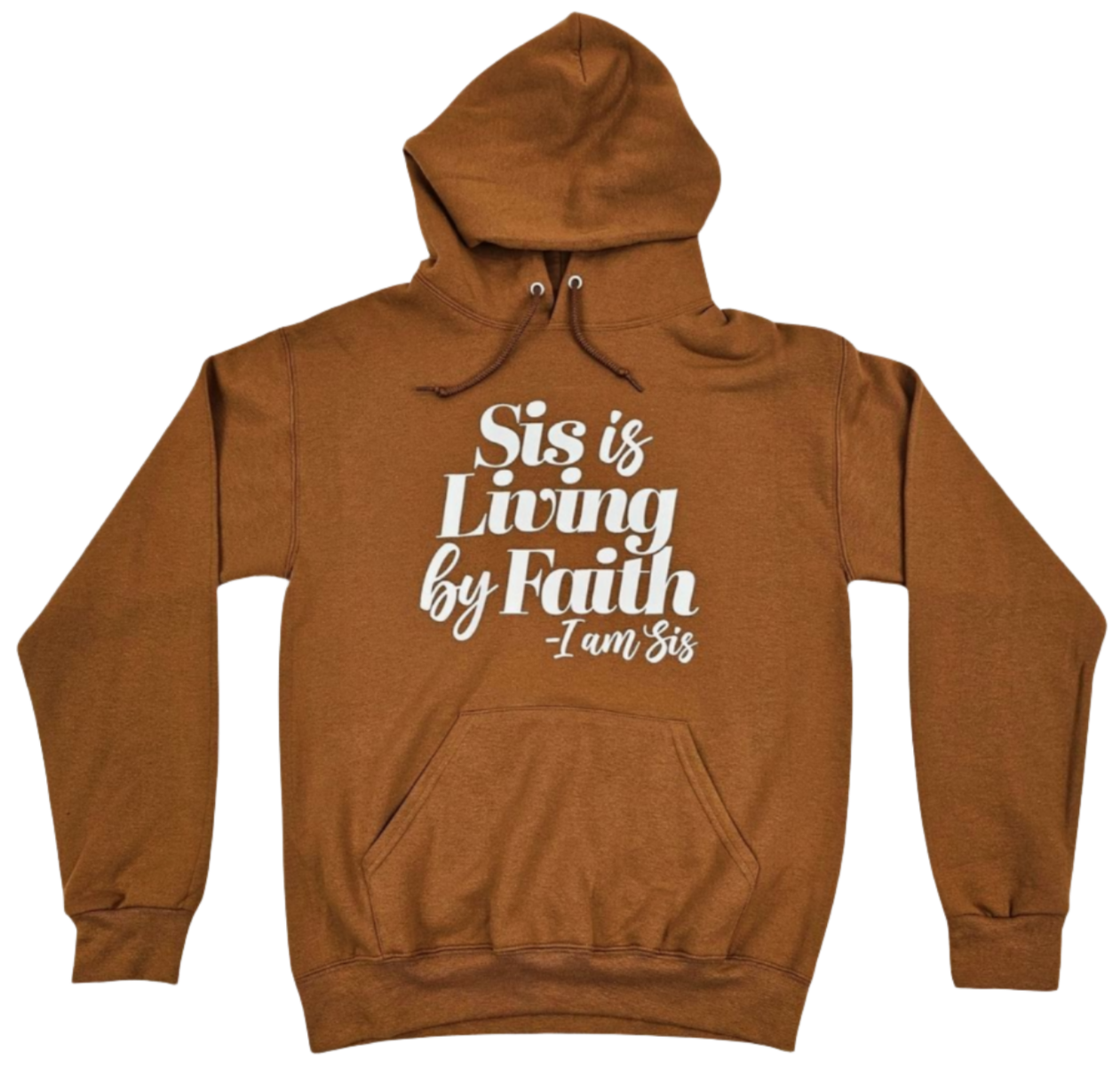 Sis Is Living By Faith Hoodie - Golden Brown/White
