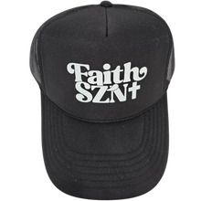 Load image into Gallery viewer, Faith SZN (Season) Trucker Hat - Blk/Wht