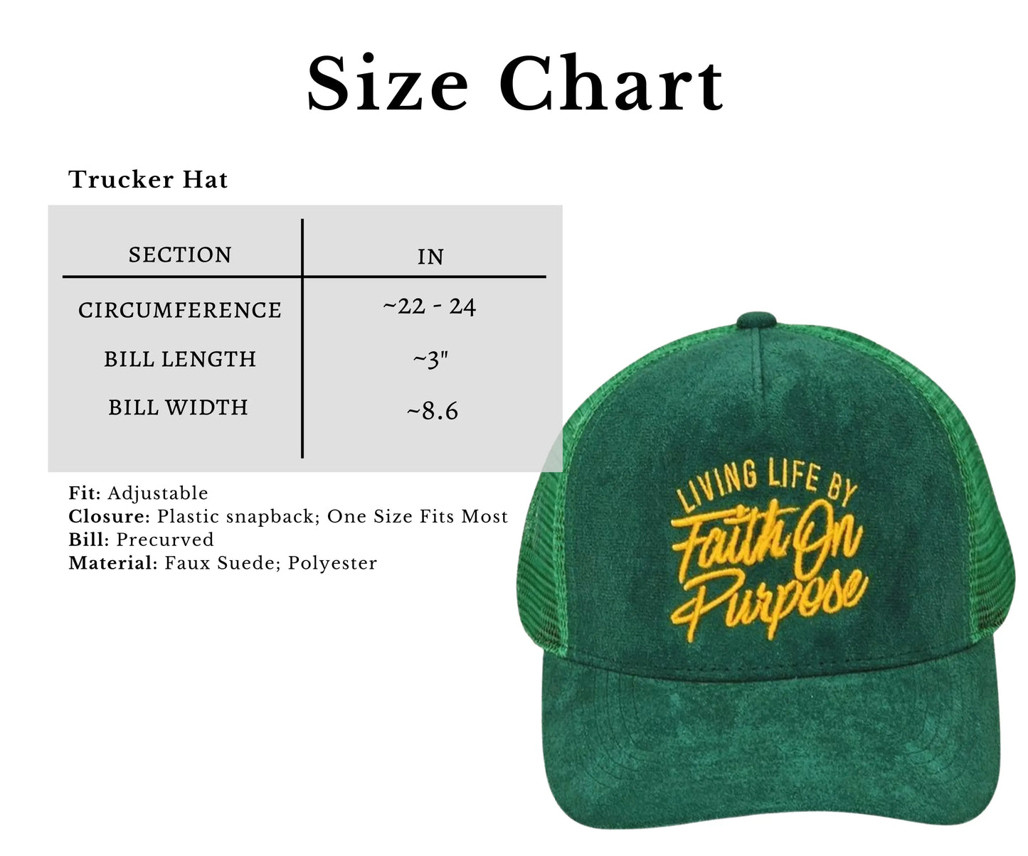 Living Life by Faith On Purpose Green Trucker Hat