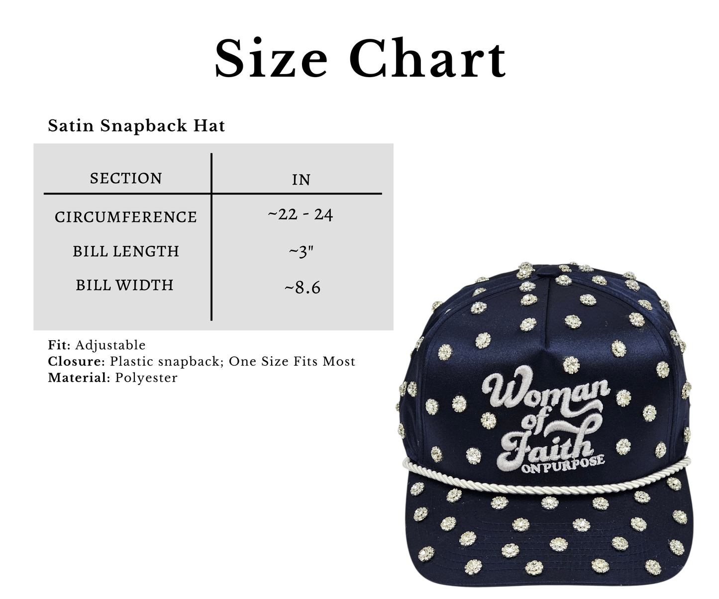 Woman Of Faith On Purpose Satin Bling Hat