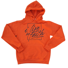 Load image into Gallery viewer, I Live By Faith Hoodie - Unisex - Orange/Brown - Faith On Purpose Small