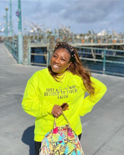 Load image into Gallery viewer, Just A Girl Living By Faith Sweatshirt - Neon - Faith On Purpose