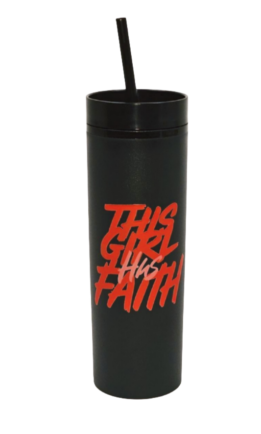 This Girl Has Faith 16oz Tumbler | Black/Red - Faith On Purpose Default Title