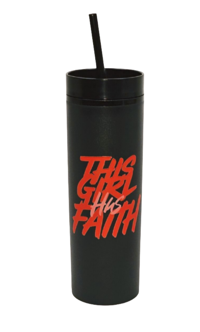 This Girl Has Faith 16oz Tumbler | Black/Red