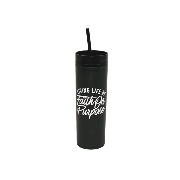 Living By Faith On Purpose 16oz Tumbler | Black/White