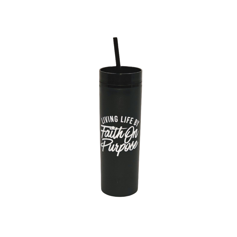 Living By Faith On Purpose 16oz Tumbler | Black/White