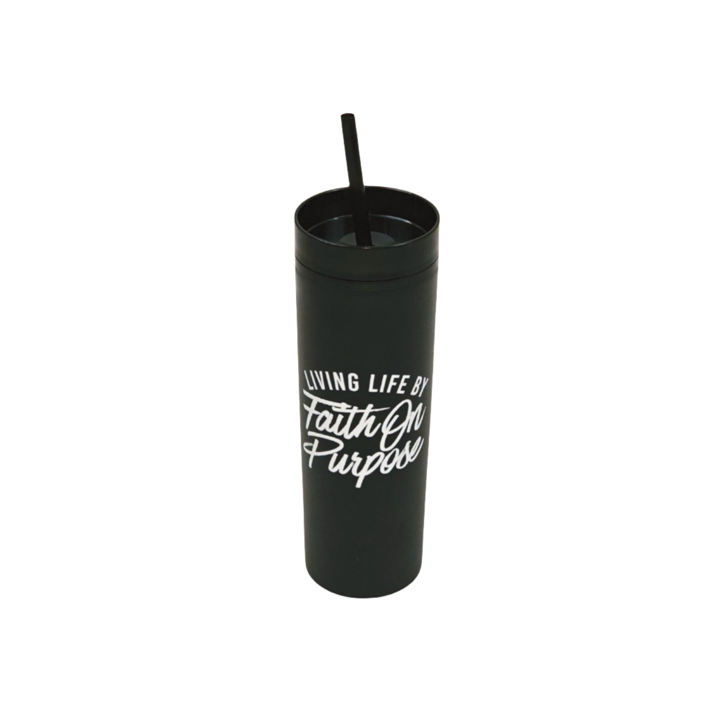 Living By Faith On Purpose 16oz Tumbler | Black/White - Faith On Purpose Default Title