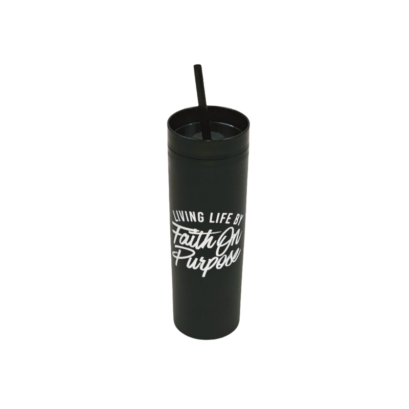 Living By Faith On Purpose 16oz Tumbler | Black/White