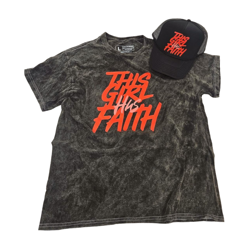 This Girl Has Faith T-Shirt - Black Stonewash