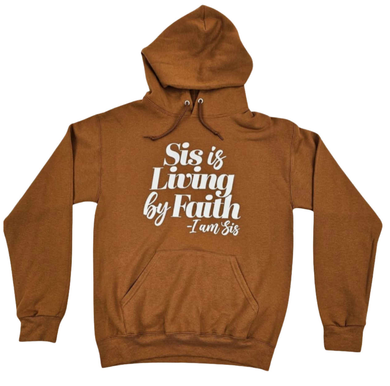 Sis Is Living By Faith Hoodie - Golden Brown/White
