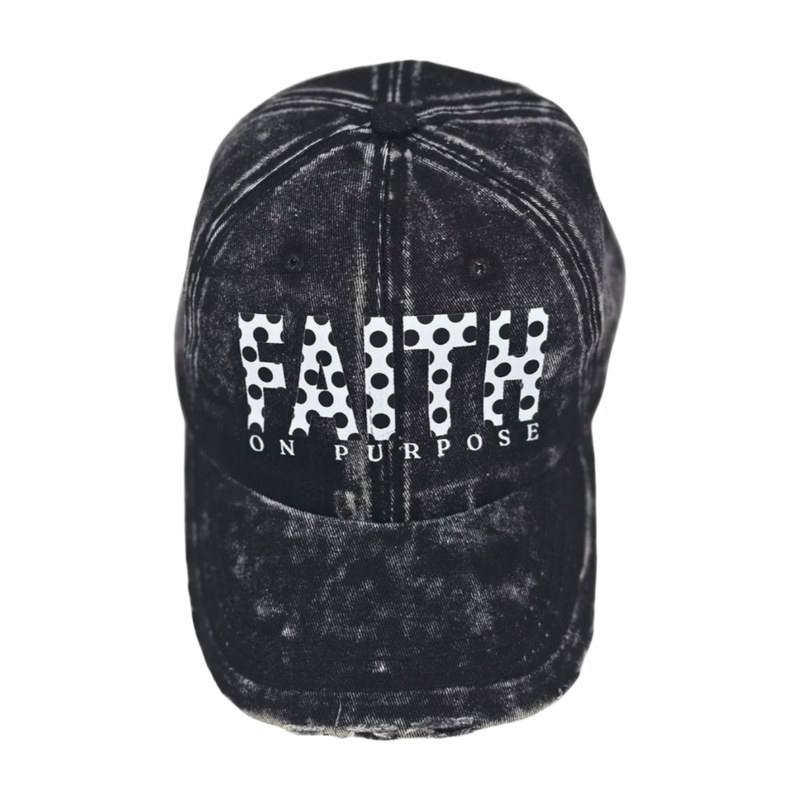 Faith On Purpose Polka Dot Dad Hat - Blk