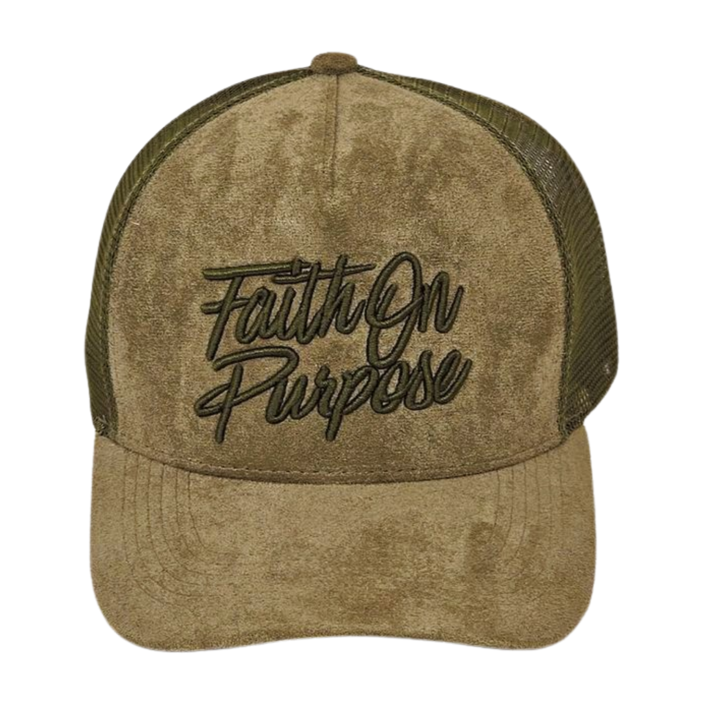 Faith On Purpose™ Olive Suede Trucker Hat
