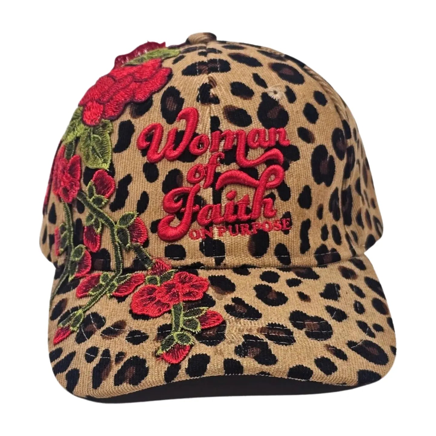 Woman Of Faith On Purpose Floral Hat | Leopard