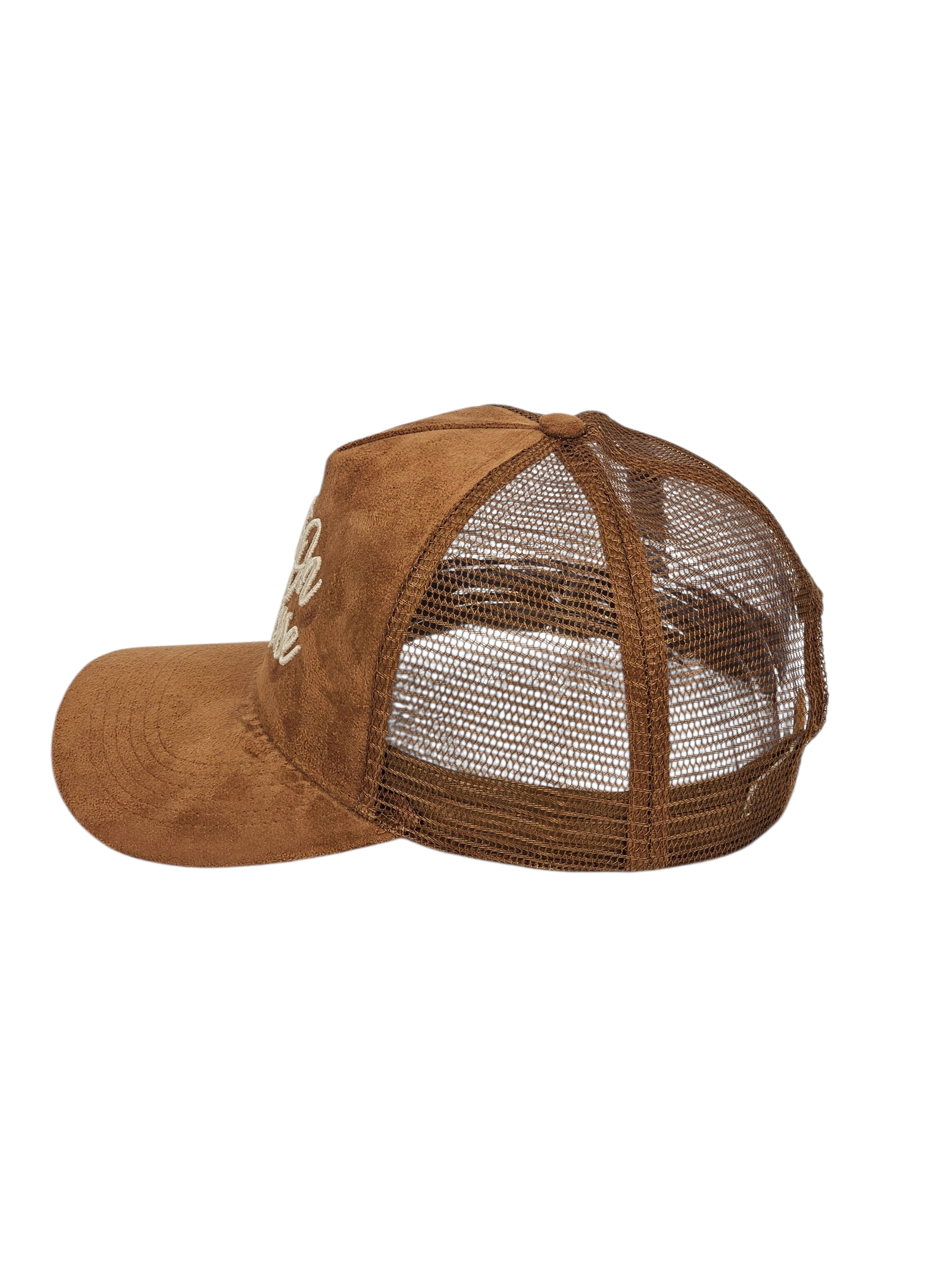 Brown mesh cap on a white background