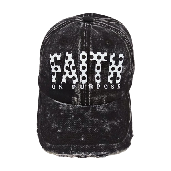 Faith On Purpose Polka Dot Dad Hat - Blk