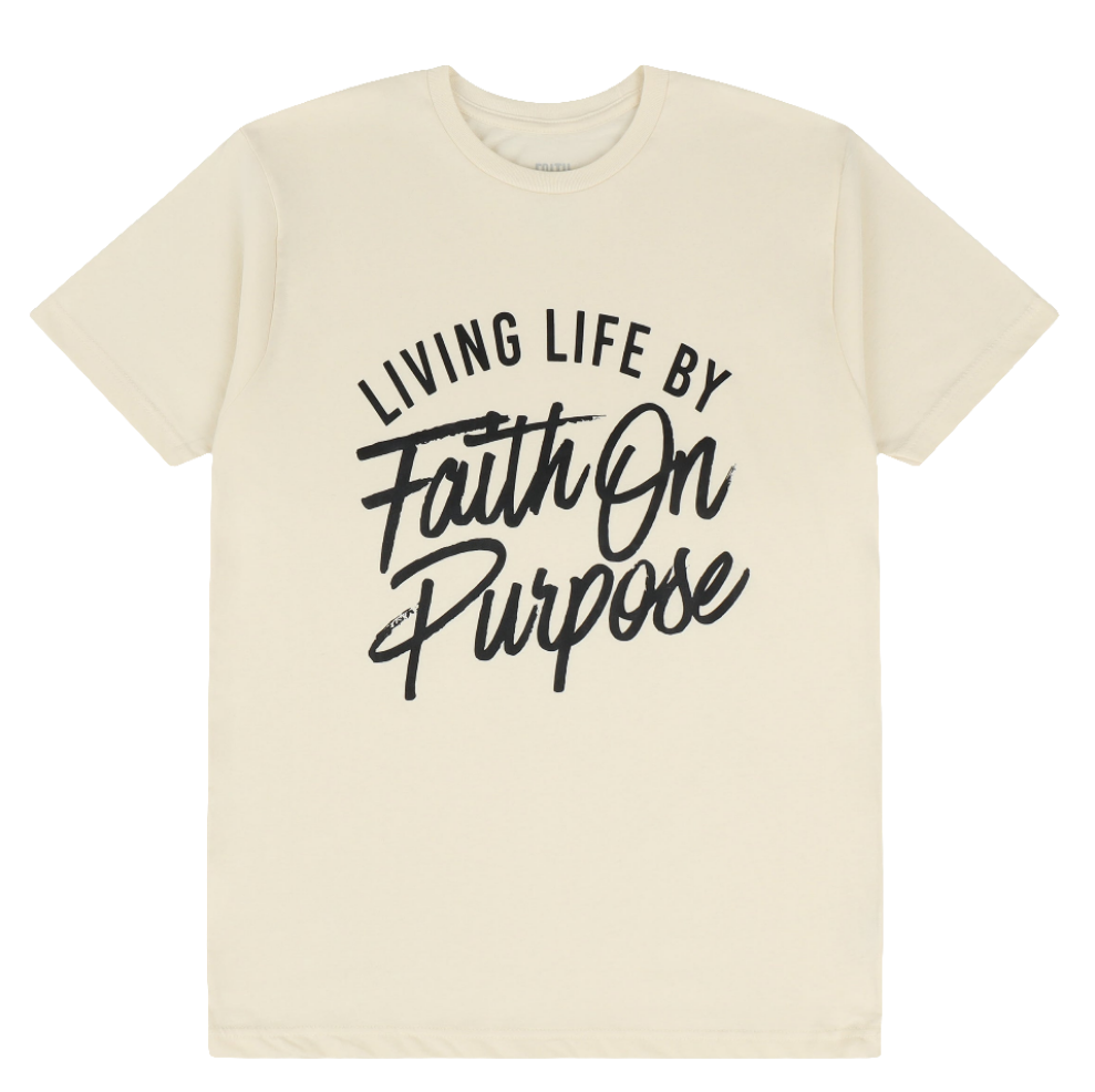 Living By Faith On Purpose T-Shirt - (Unisex) - Cream/Black