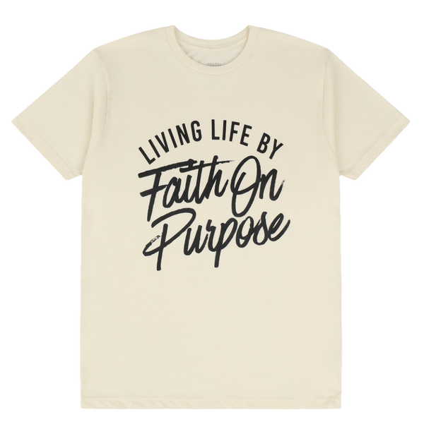 Living By Faith On Purpose T-Shirt - (Unisex) - Cream/Black