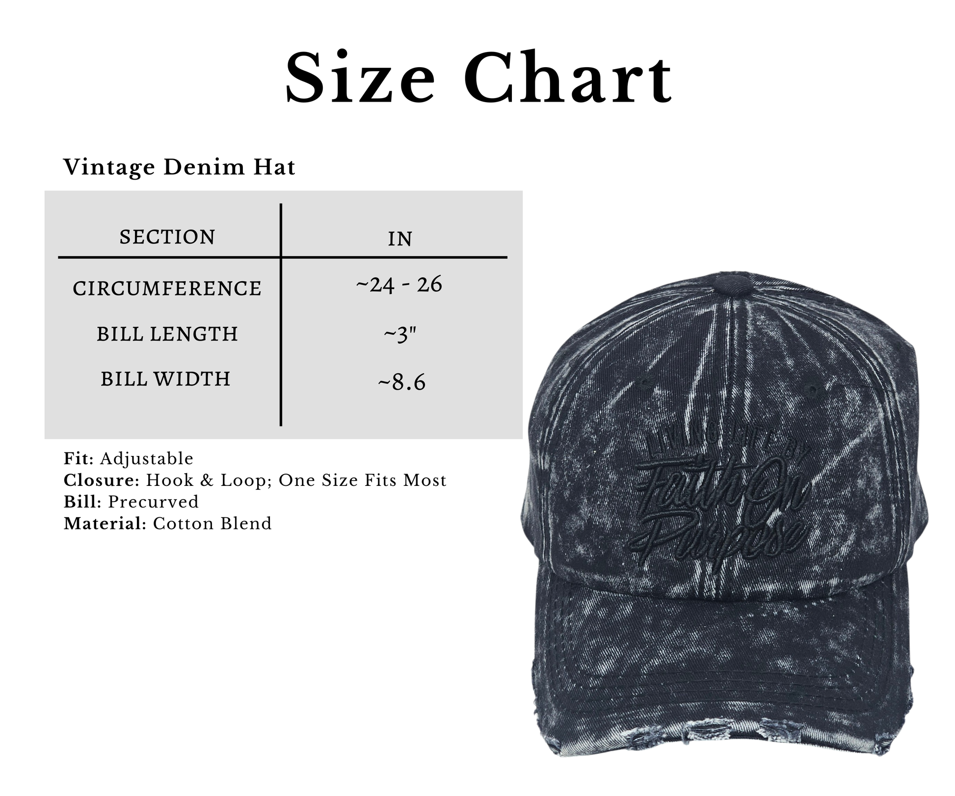 Vintage Denim Hat Size Chart