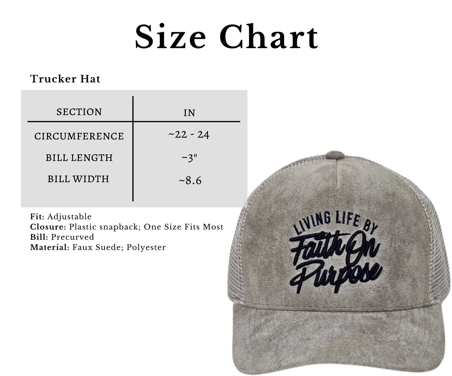 Living Life by Faith On Purpose™ Gray Trucker Hat