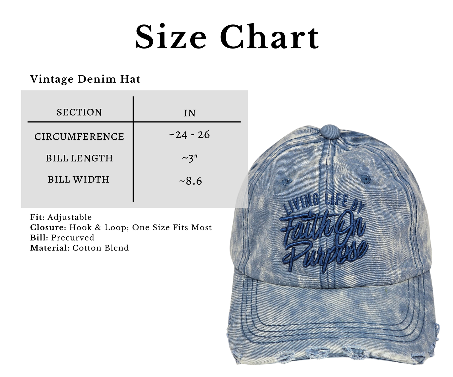 Living By Faith On Purpose Baseball Cap | Light Denim & Blue