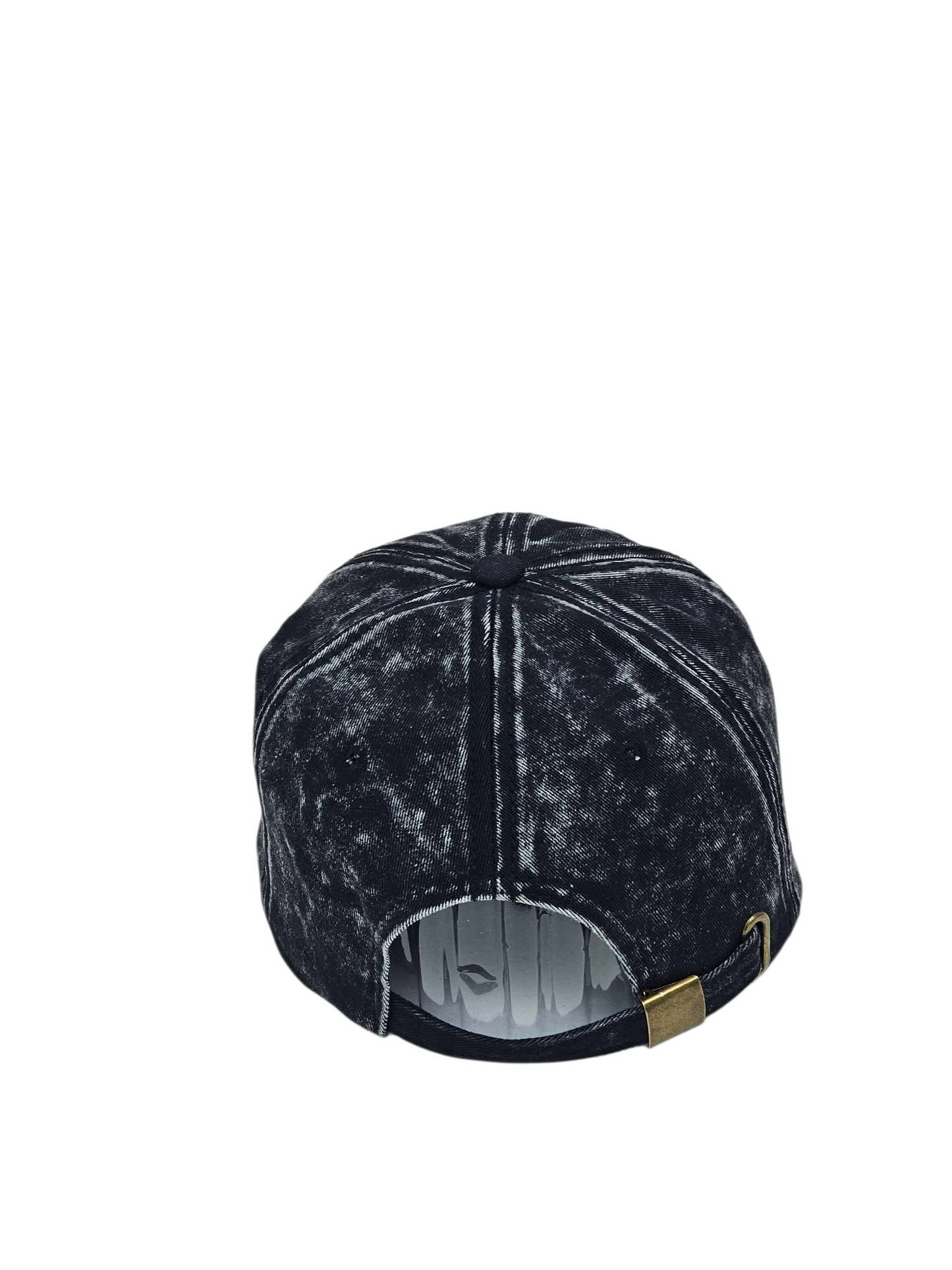 Black distressed baseball cap on a white background