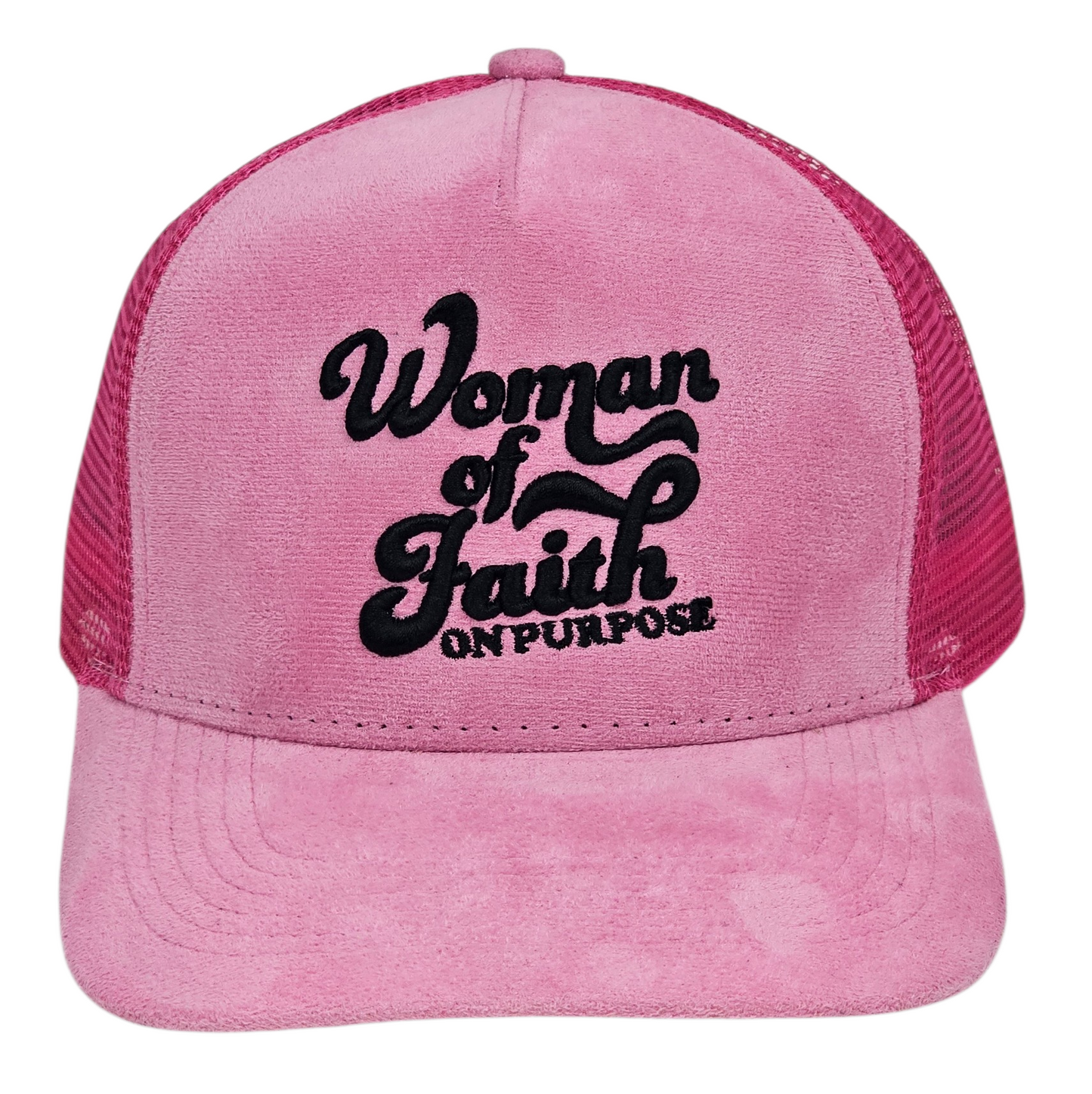 Pink Woman Of Faith On Purpose Trucker Hat