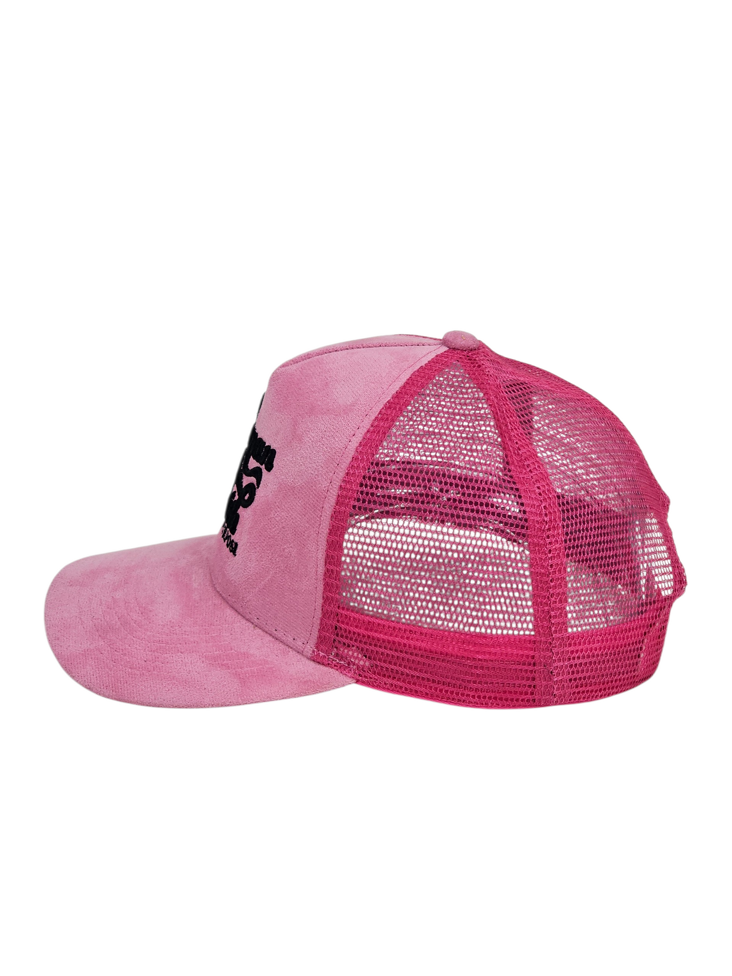 Pink mesh cap on a white background