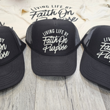 Living By Faith On Purpose Trucker Hat - Blk/Cream