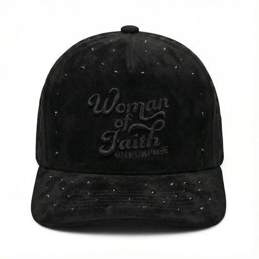 Woman Of Faith Suede Trucker Hat - Black