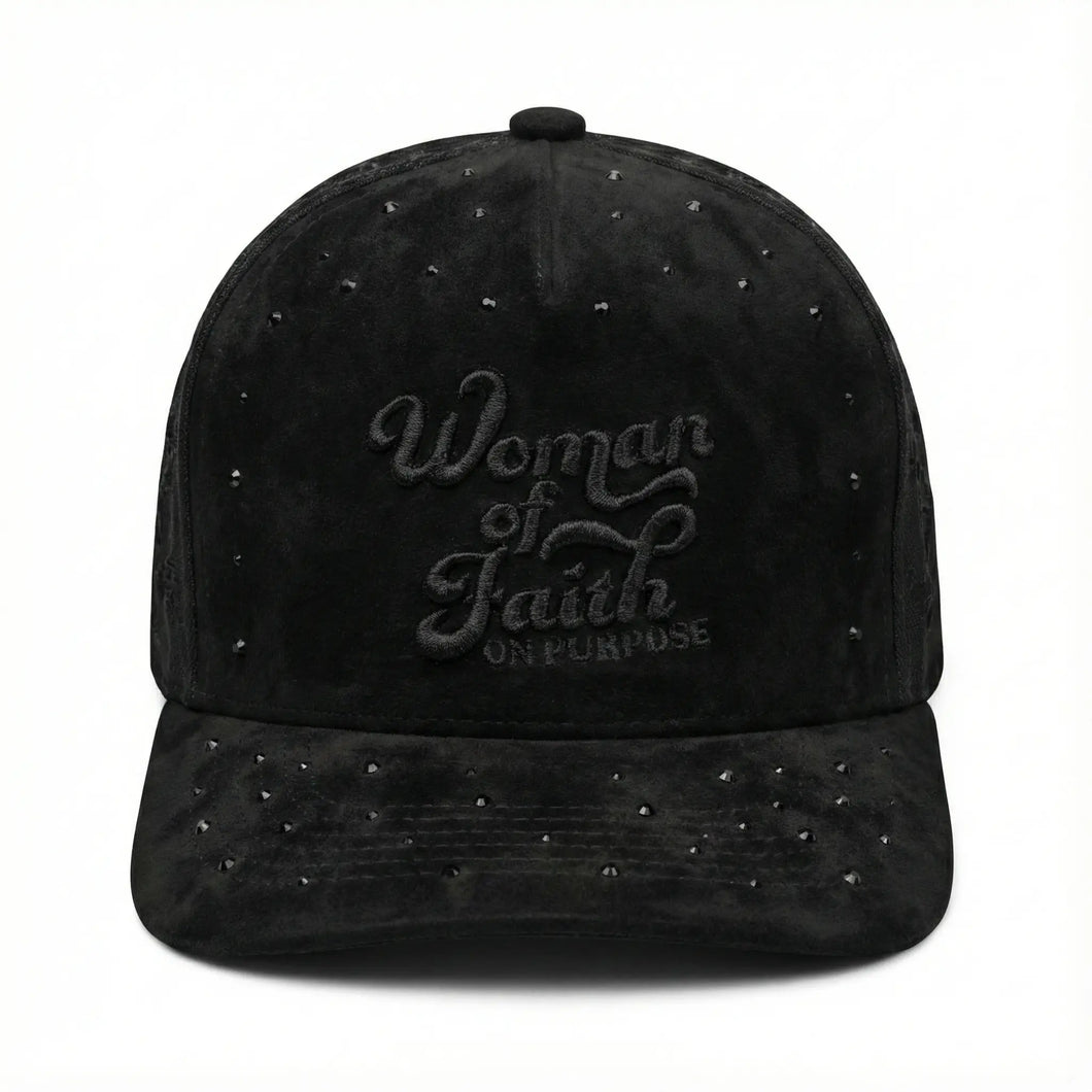 Woman Of Faith Suede Trucker Hat - Black
