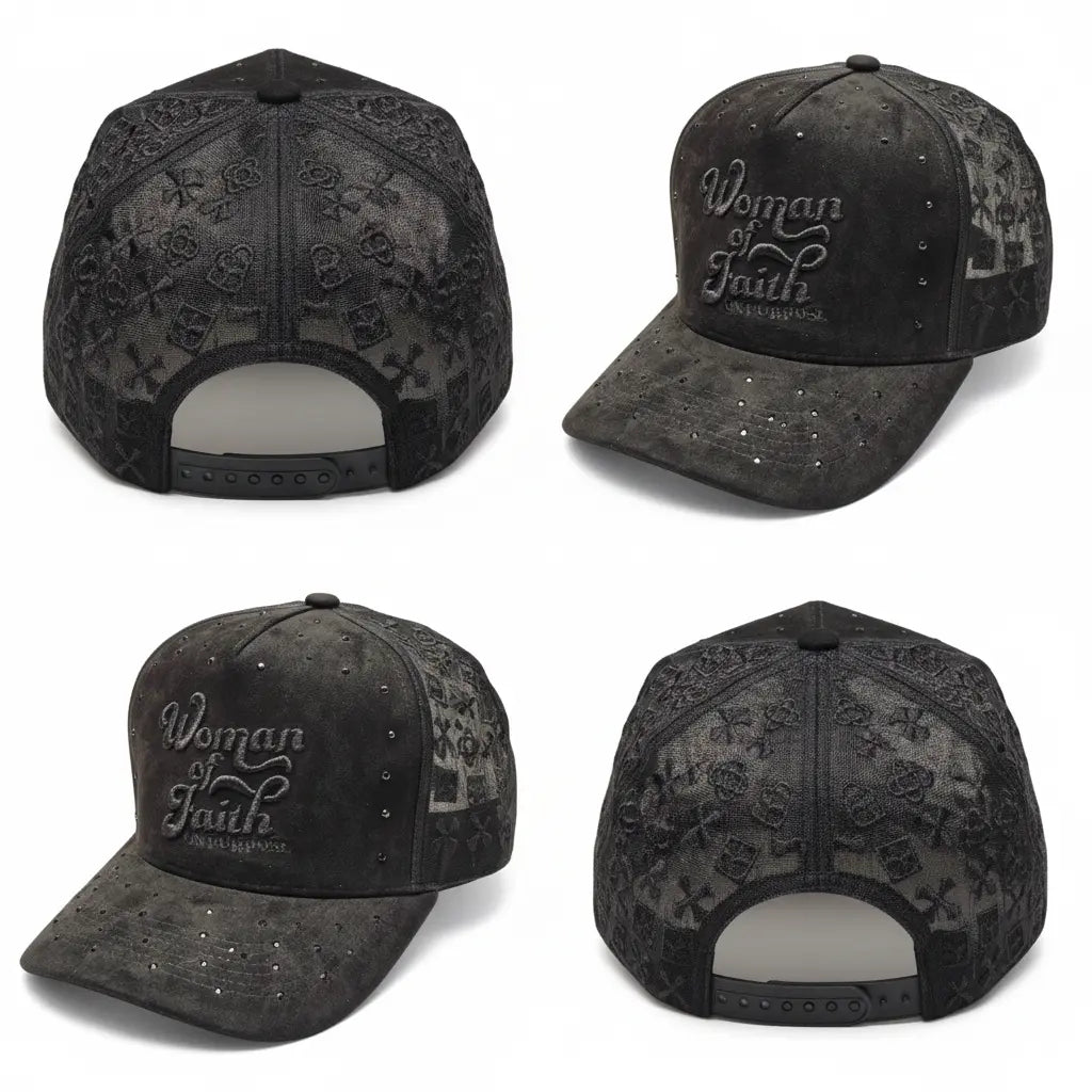 Woman Of Faith Suede Trucker Hat - Black - Faith On Purpose Black