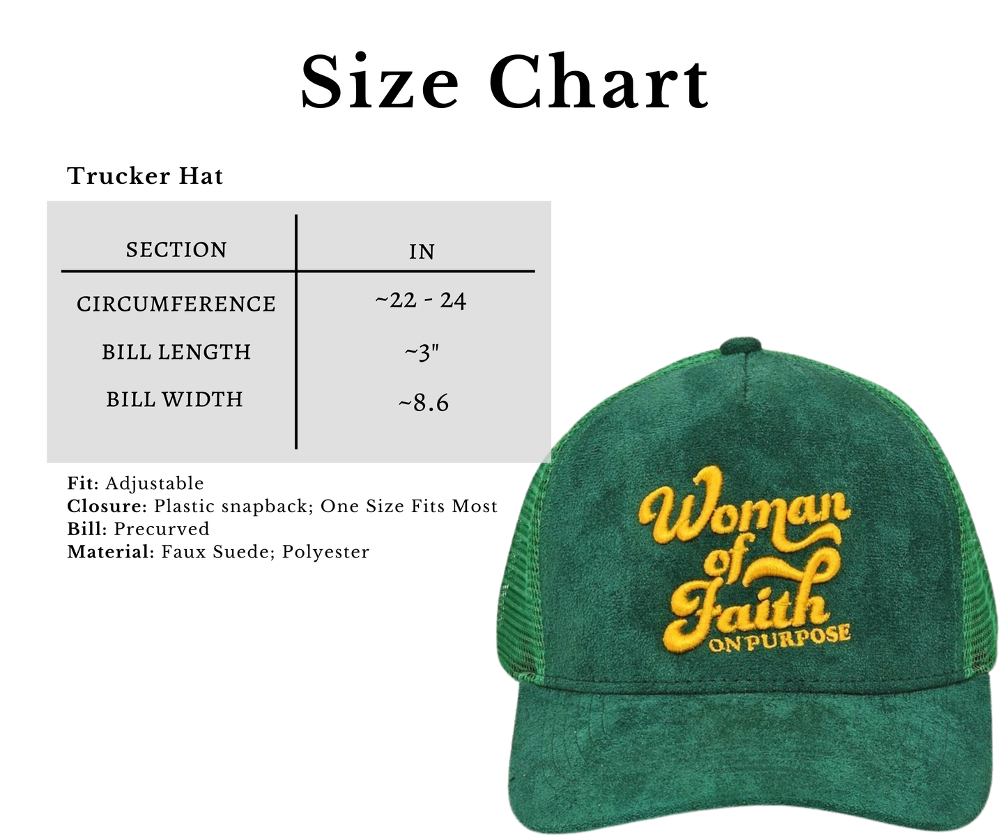 Woman of Faith On Purpose™ Green Trucker Hat