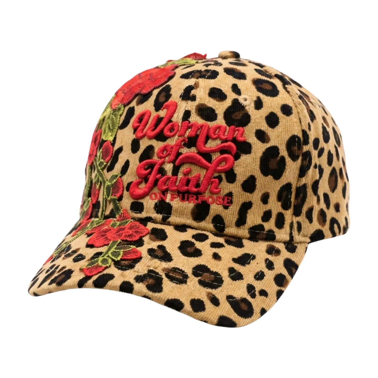 Woman Of Faith On Purpose Floral Hat | Leopard