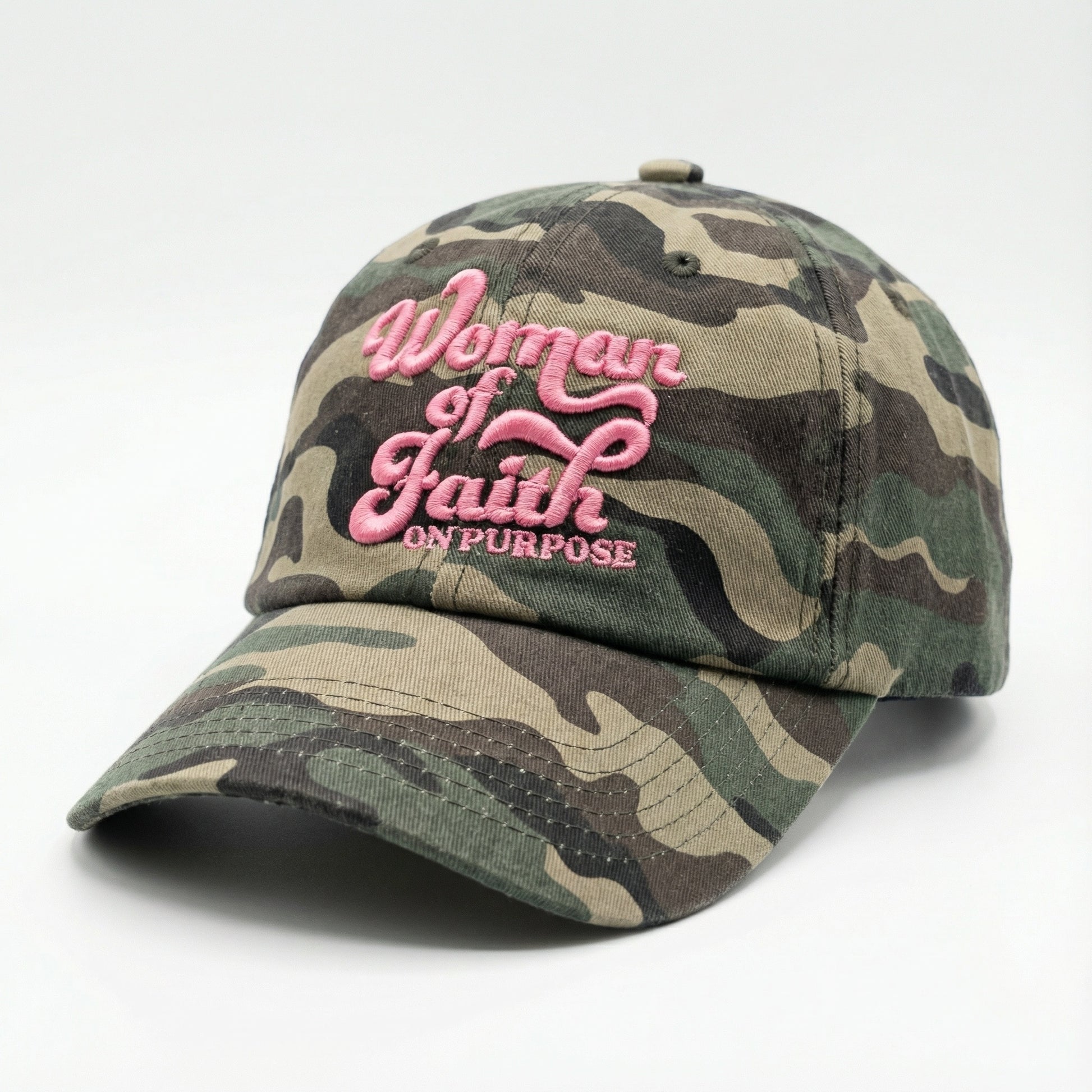 Woman Of Faith On Purpose Camo Hat - Faith On Purpose Pink