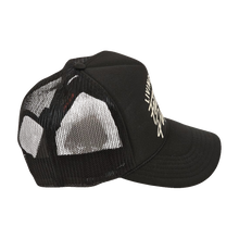 Load image into Gallery viewer, Living By Faith On Purpose Trucker Hat - Blk/Cream
