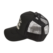 Load image into Gallery viewer, Living By Faith On Purpose Trucker Hat - Blk/Cream
