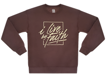 Load image into Gallery viewer, I Live By Faith Sweatshirt - Unisex - Brown/Cream
