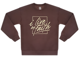 I Live By Faith Sweatshirt - Unisex - Brown/Cream