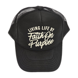Living By Faith On Purpose Trucker Hat - Blk/Cream