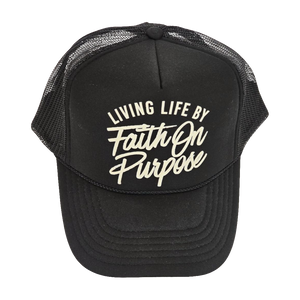 Living By Faith On Purpose Trucker Hat - Blk/Cream
