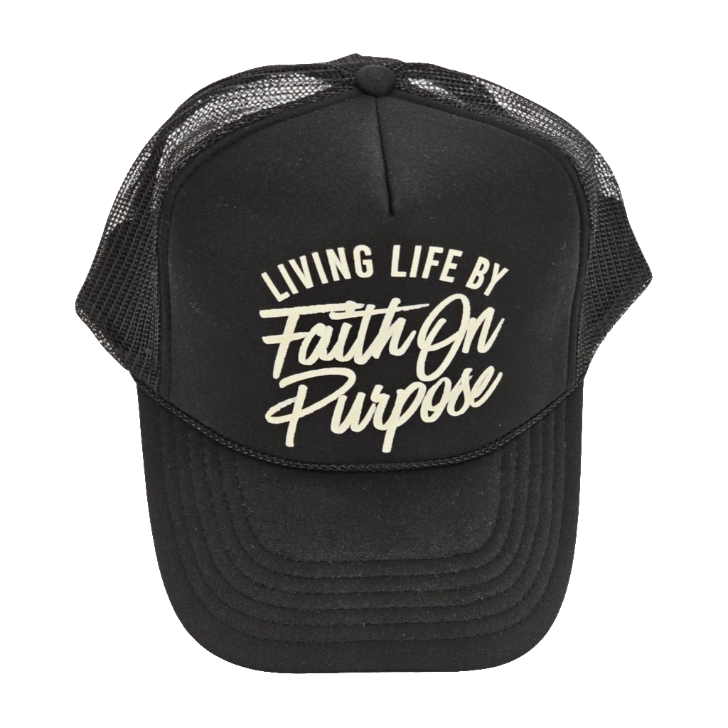 Living By Faith On Purpose Trucker Hat - Blk/Cream