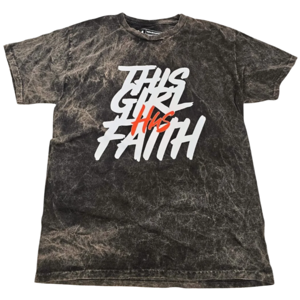 This Girl Has Faith T-Shirt - Black/White Mineral Wash