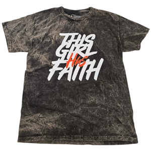 This Girl Has Faith T-Shirt - Black/White Mineral Wash