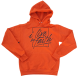 I Live By Faith Hoodie - Unisex - Orange/Brown - Faith On Purpose Small