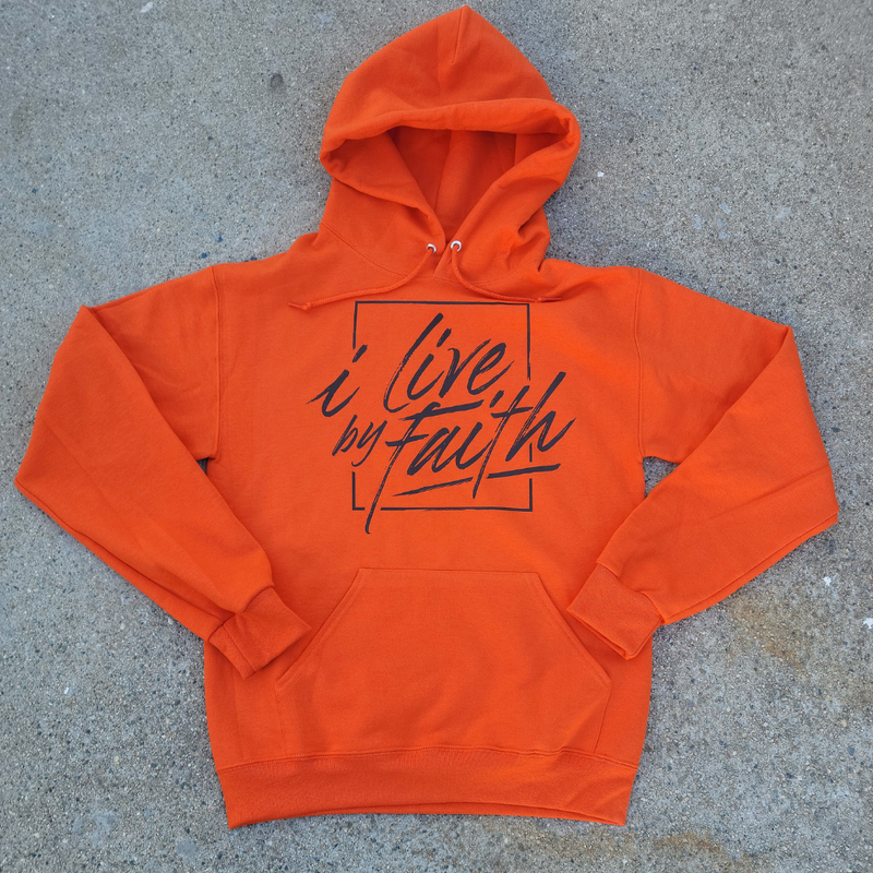 I Live By Faith Hoodie - Unisex - Orange/Brown - Faith On Purpose