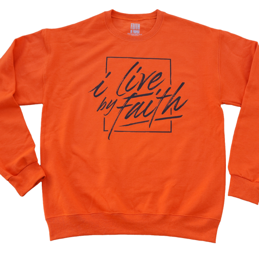 I Live By Faith Sweatshirt - Unisex - Orange/Brown - Faith On Purpose Small