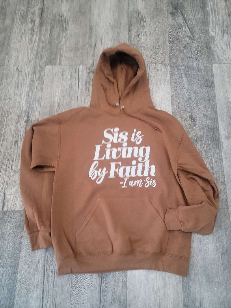 Sis Is Living By Faith Hoodie - Golden Brown/White - Faith On Purpose