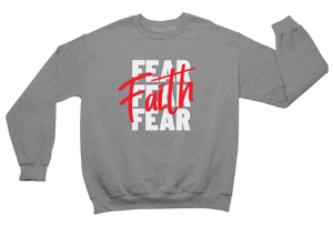 Faith Over Fear Sweatshirt - Unisex - Grey (Red & White) - Faith On Purpose Small