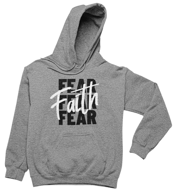 Faith Over Fear Hoodie - Unisex - Grey (Black & White) - Faith On Purpose Small